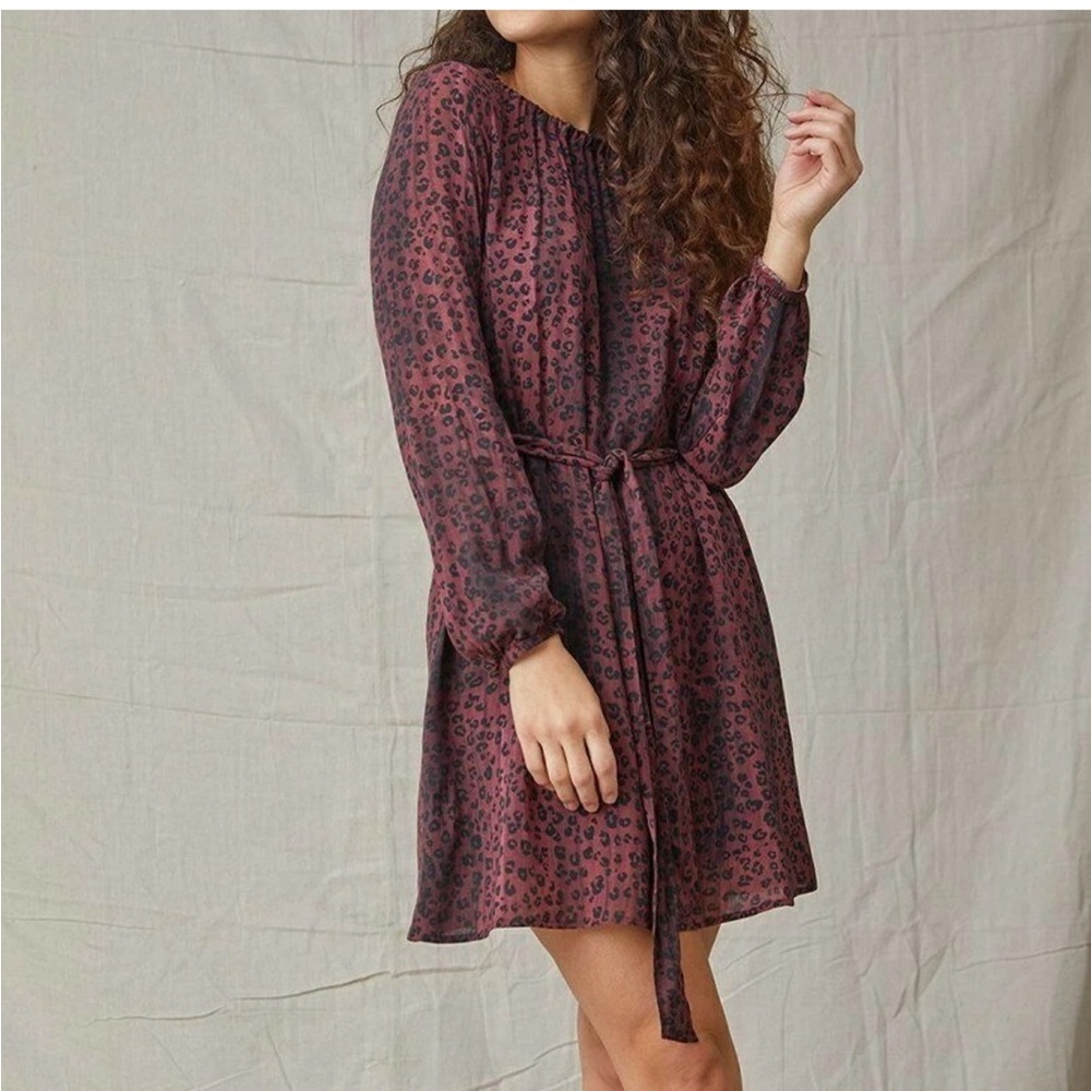 Cloth & Stone Leopard‎ Print Mini Dress Long Sleeve Size Medium